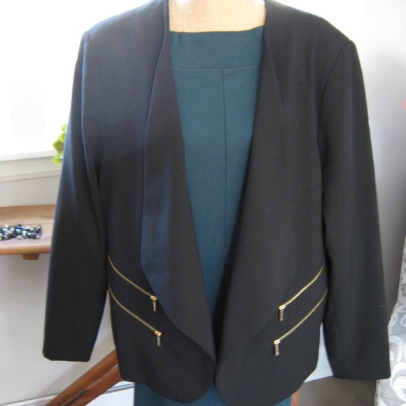 Black Calvin Klein Open Front Blazer - Picture 1 of 5